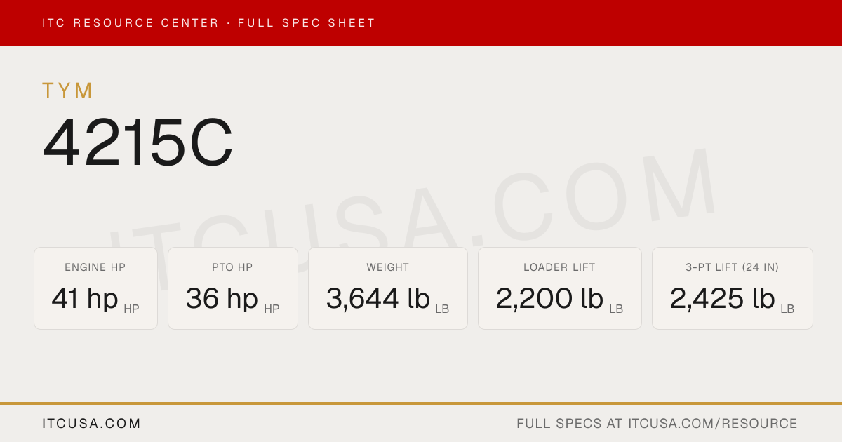 TYM 4215C Specs (41 HP) — Reviews & Comparison Tool | ITC 2026
